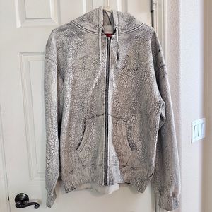 NWT Supreme zip up hoodie size large white and black